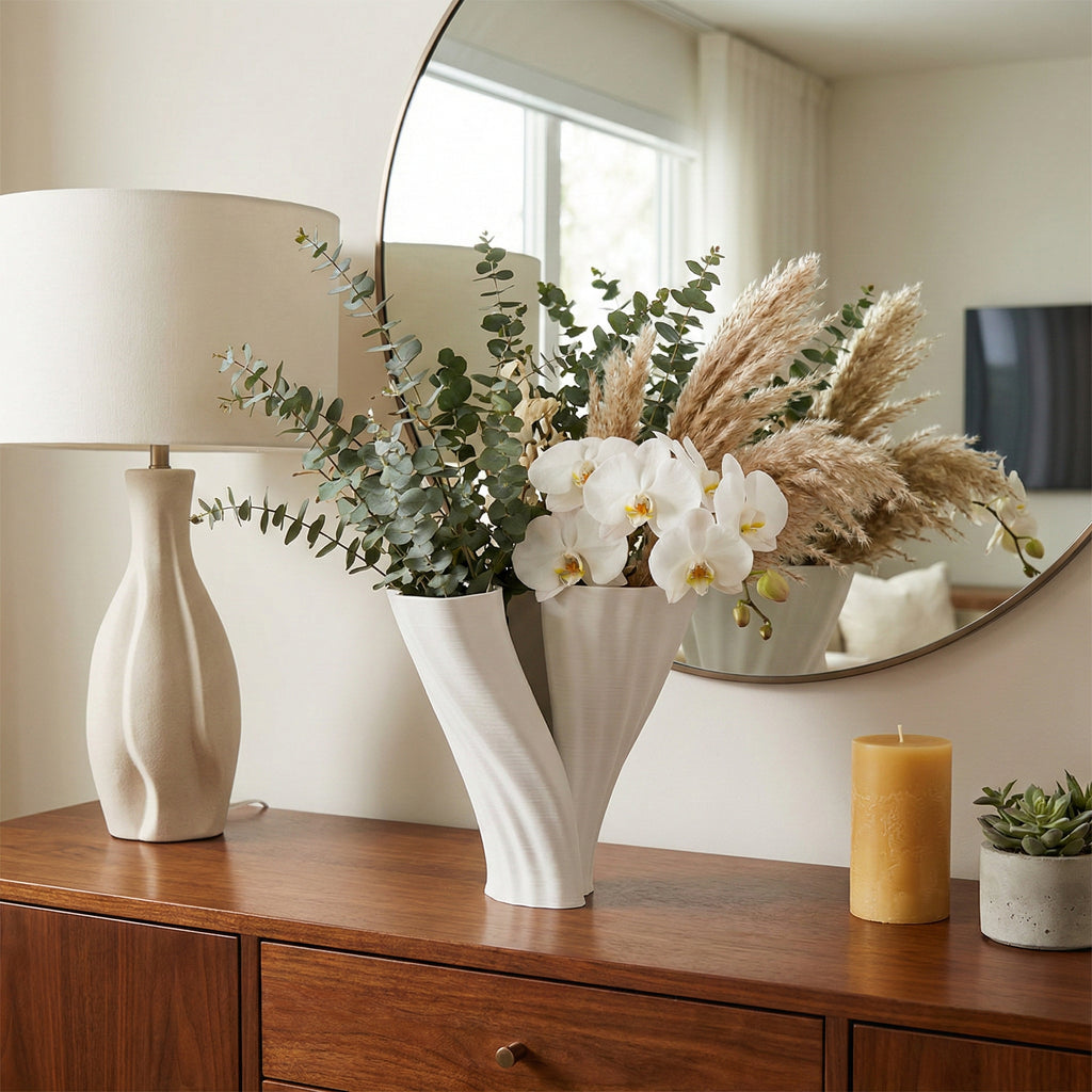 Wrenmore White Vase — 9″ — additional view