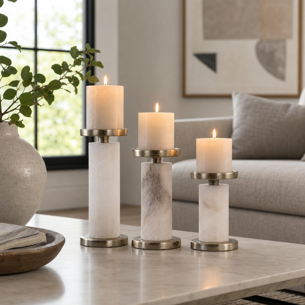 Fallondale Set of 3 White Candle Holder — 7″ — additional view