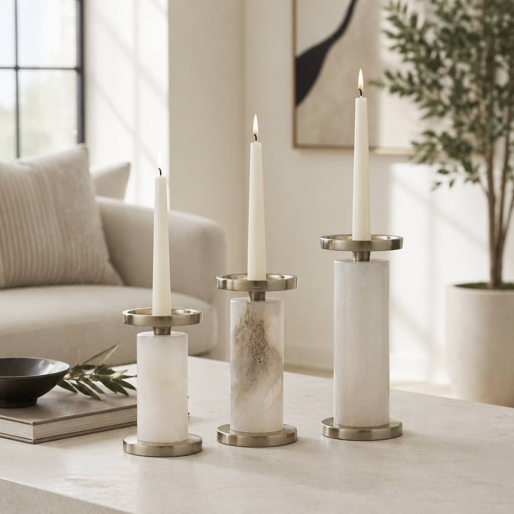 Fallondale Set of 3 White Candle Holder — 7″ — additional view
