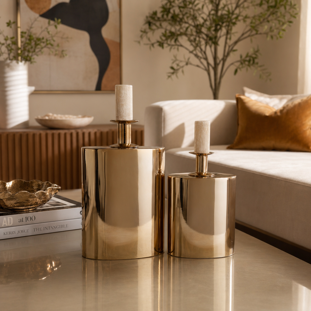 Beldenmore Set of 2 Gold Jars — 14″ — additional view