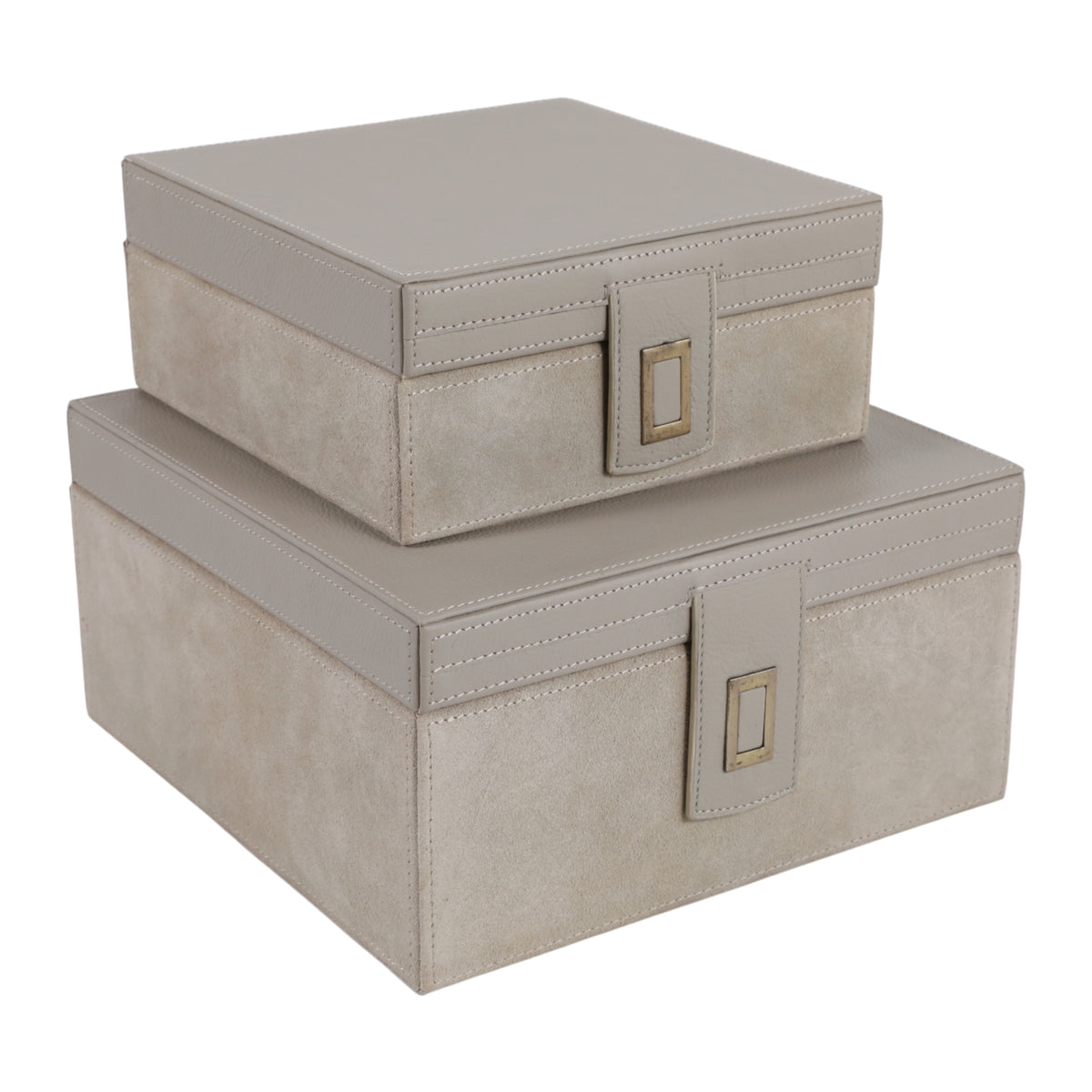Bentonbeach Set of 2 Ivory Boxes — 5″ — additional view