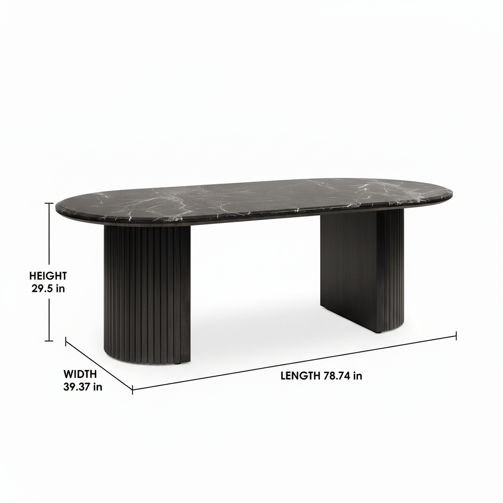 Savoy Oval Marble Dining Table dimension diagram