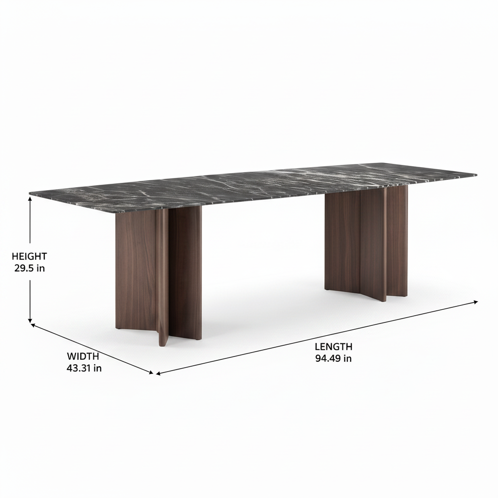 Seraphine Marble Dining Table dimension diagram