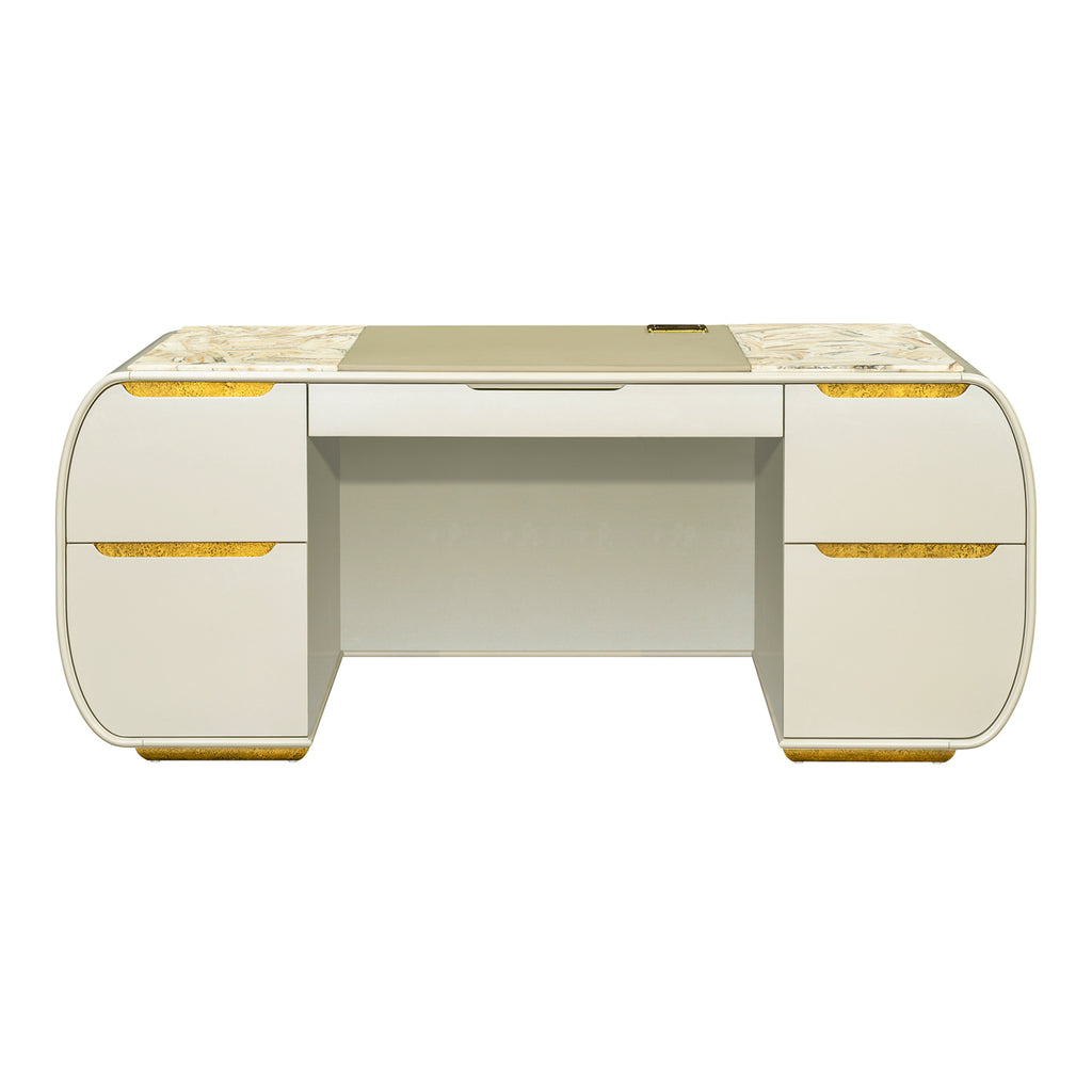 Sirene Desk in Creamy Pearl — front view
