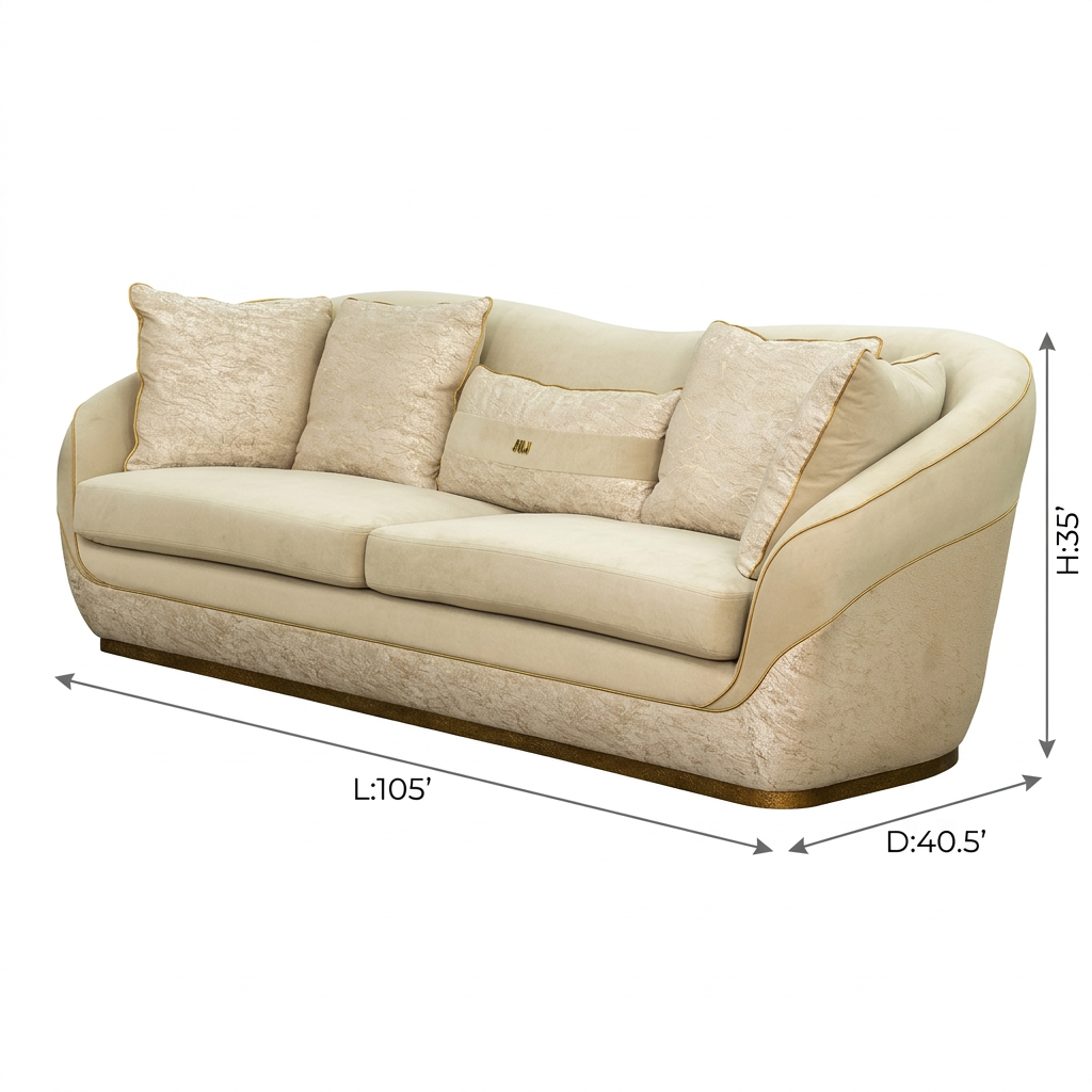 Sirene Mansion Sofa Dune Antique Gold 尺寸图