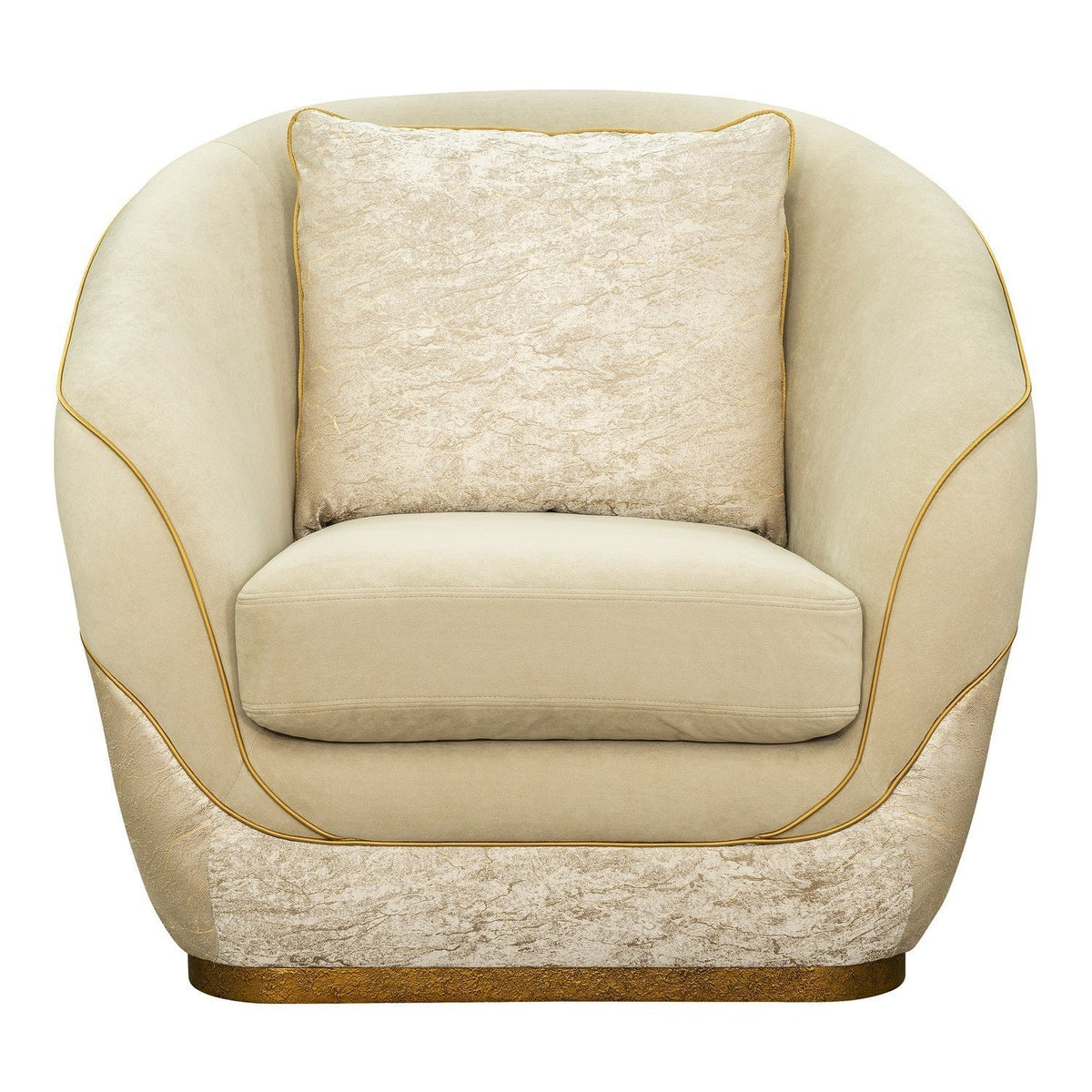Sirene matching chair in Dune Antique Gold — front view