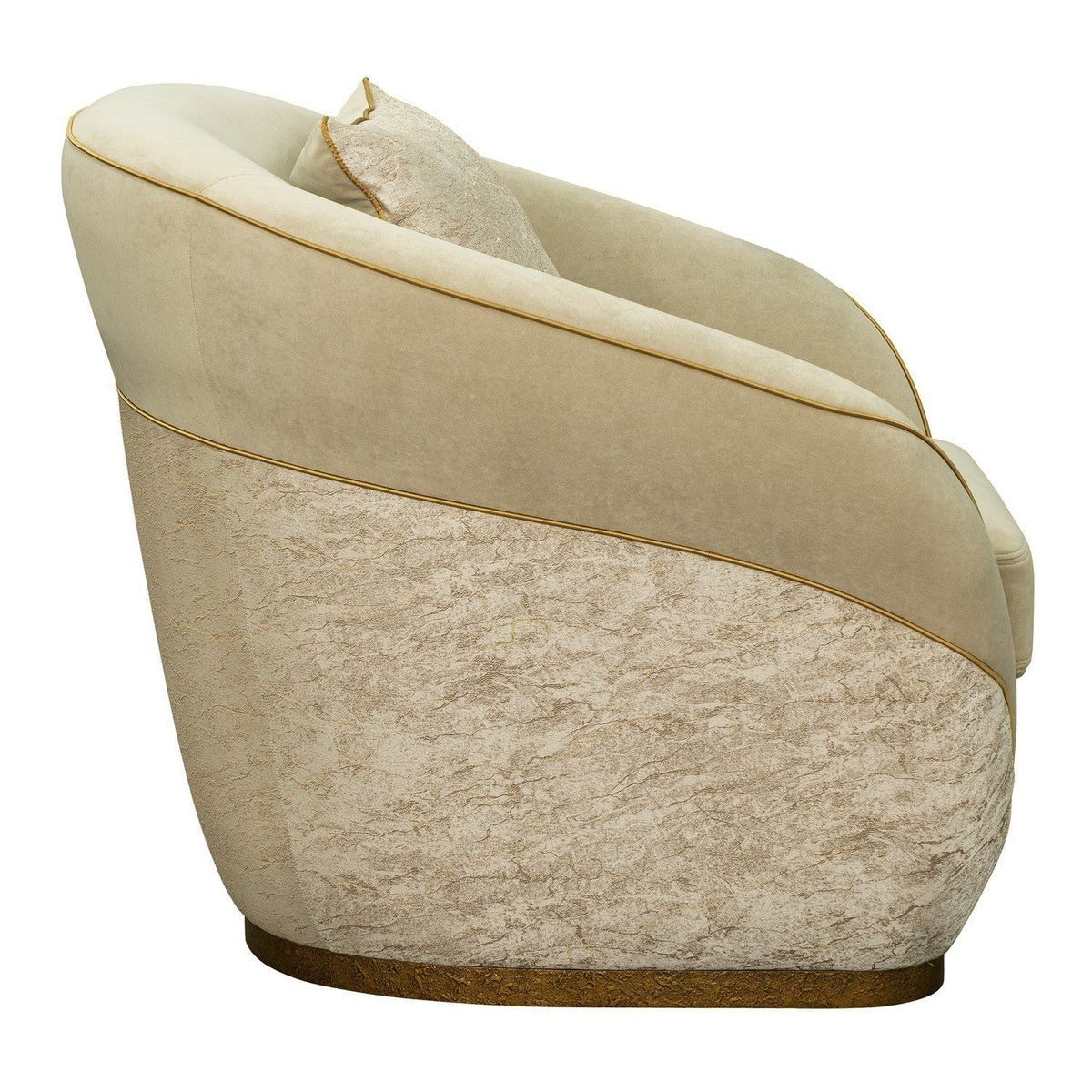 Sirene matching chair in Dune Antique Gold — side view