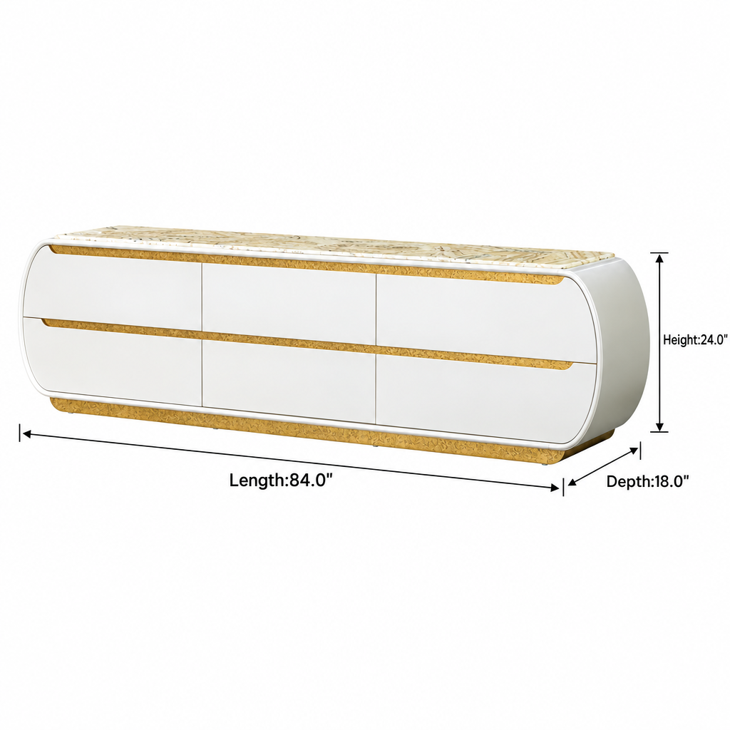 Sirene Media Cabinet Creamy Pearl — dimensions