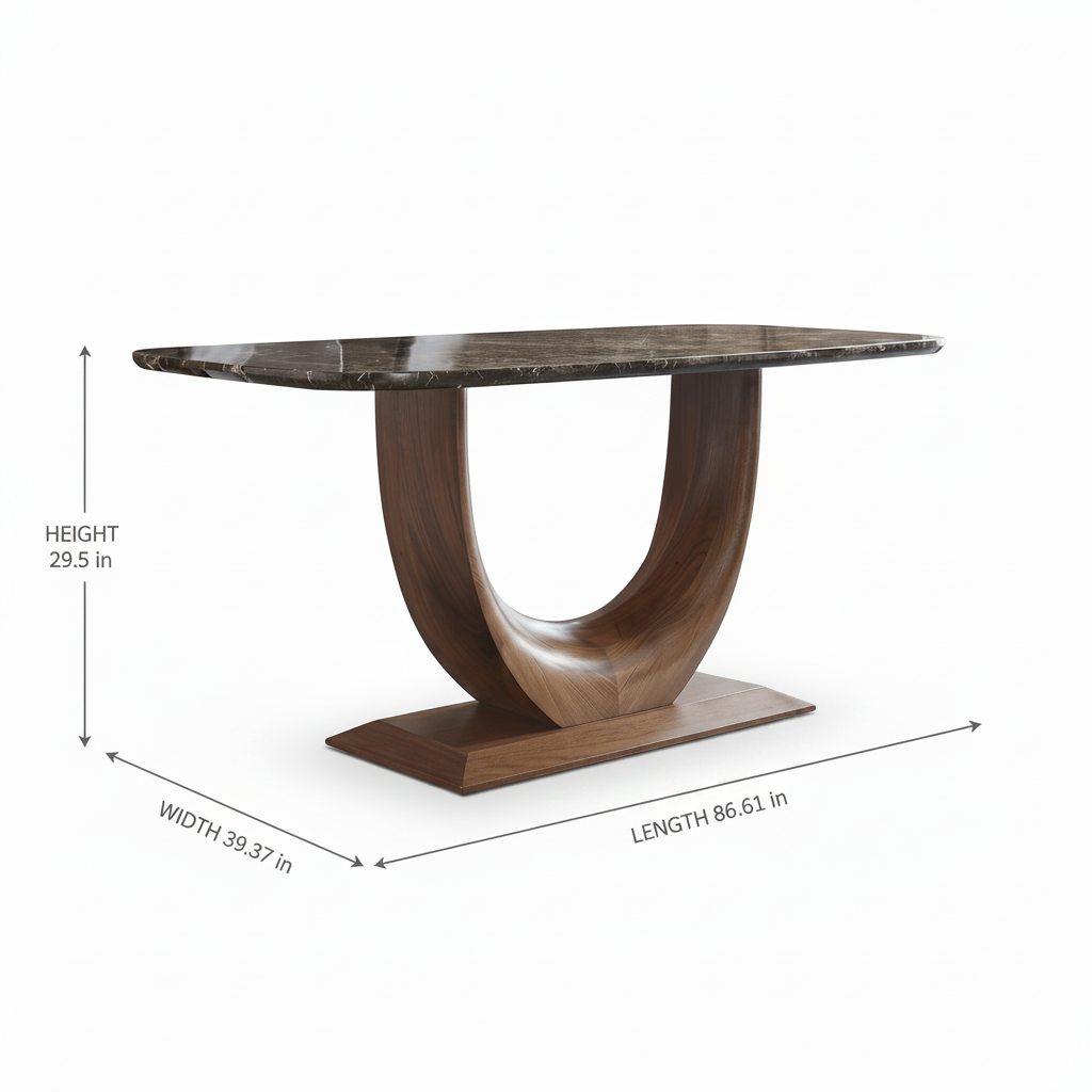 Solstice Marble Dining Table dimension diagram