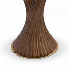 Stellan fluted walnut pedestal and brass base detail