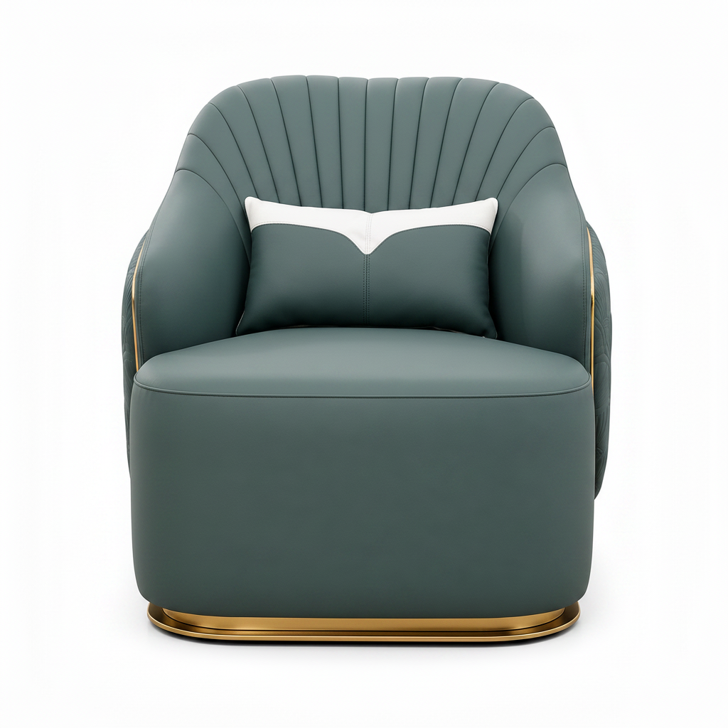 Talmere Accent Chair front view showing the upholstered seat, curved backrest, and wooden frame