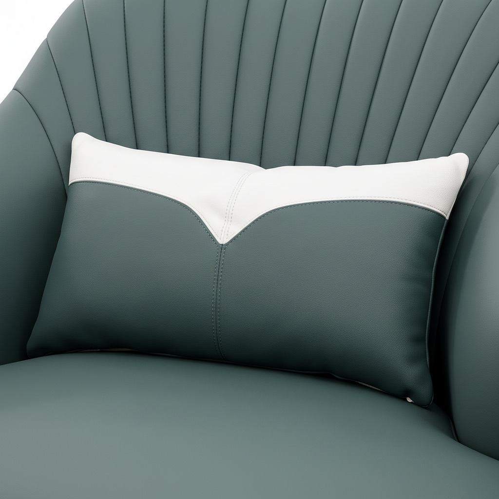 Talmere Accent Chair close-up showing the color-blocked leather cushion detail