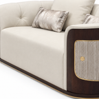 Talmere  Loveseat — visible seat cushions, their seams, and the lower front base beneath them (detail edited from existing product photo)
