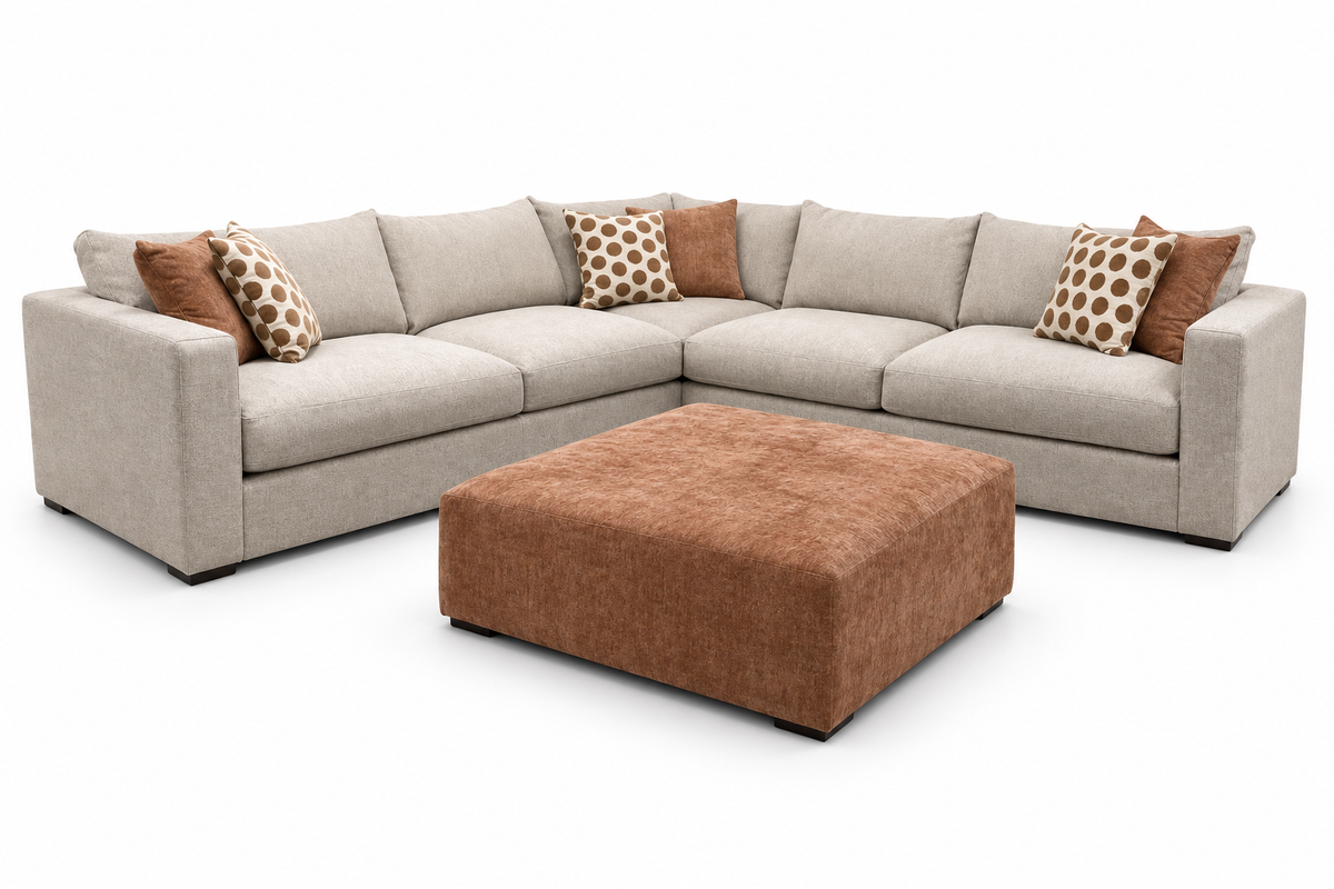 Terenza Sand Sectional — optional seating + ottoman configuration