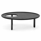 Tervelle Coffee Table — single black wood coffee table with circular opening