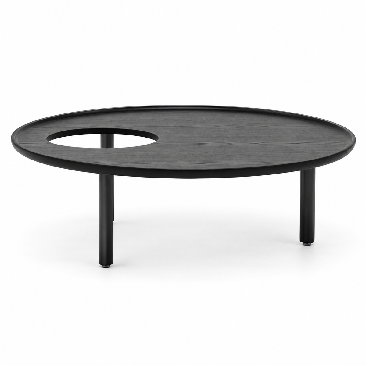 Tervelle Coffee Table — single black wood coffee table with circular opening