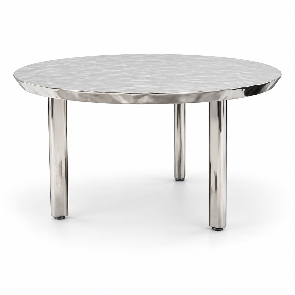 Tervelle Side Table — single hammered stainless steel side table; coffee table sold separately