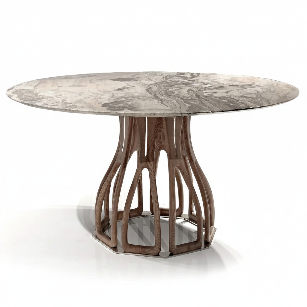 Torino Marble Round Dining Table corrected front view