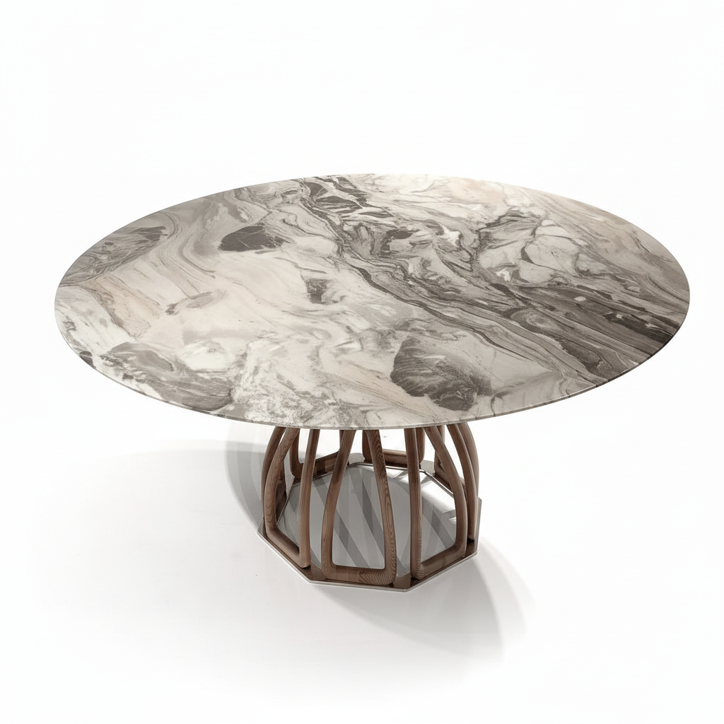 Torino Marble Round Dining Table stronger high-oblique view