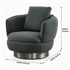 Tressaine Accent Chair dimension diagram showing Width 34.65 IN, Length 35.43 IN, and Height 33.46 IN on a white background