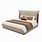 Trevane Bed three-quarter view with footboard left foreground and headboard right background on a white background