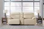 Double Deal Almond Power Reclining Loveseat with Console