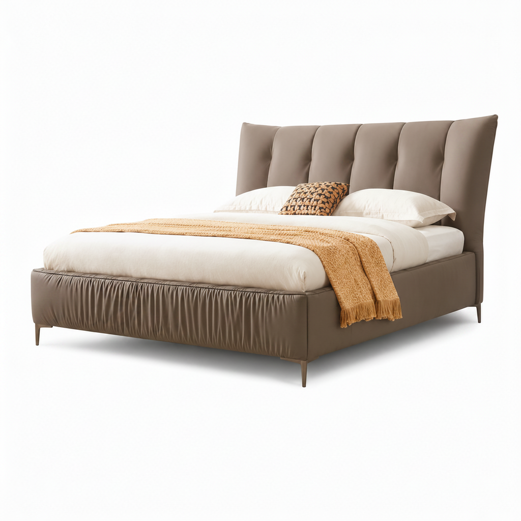 Urbane Bed left-side view of the bed frame on a white background