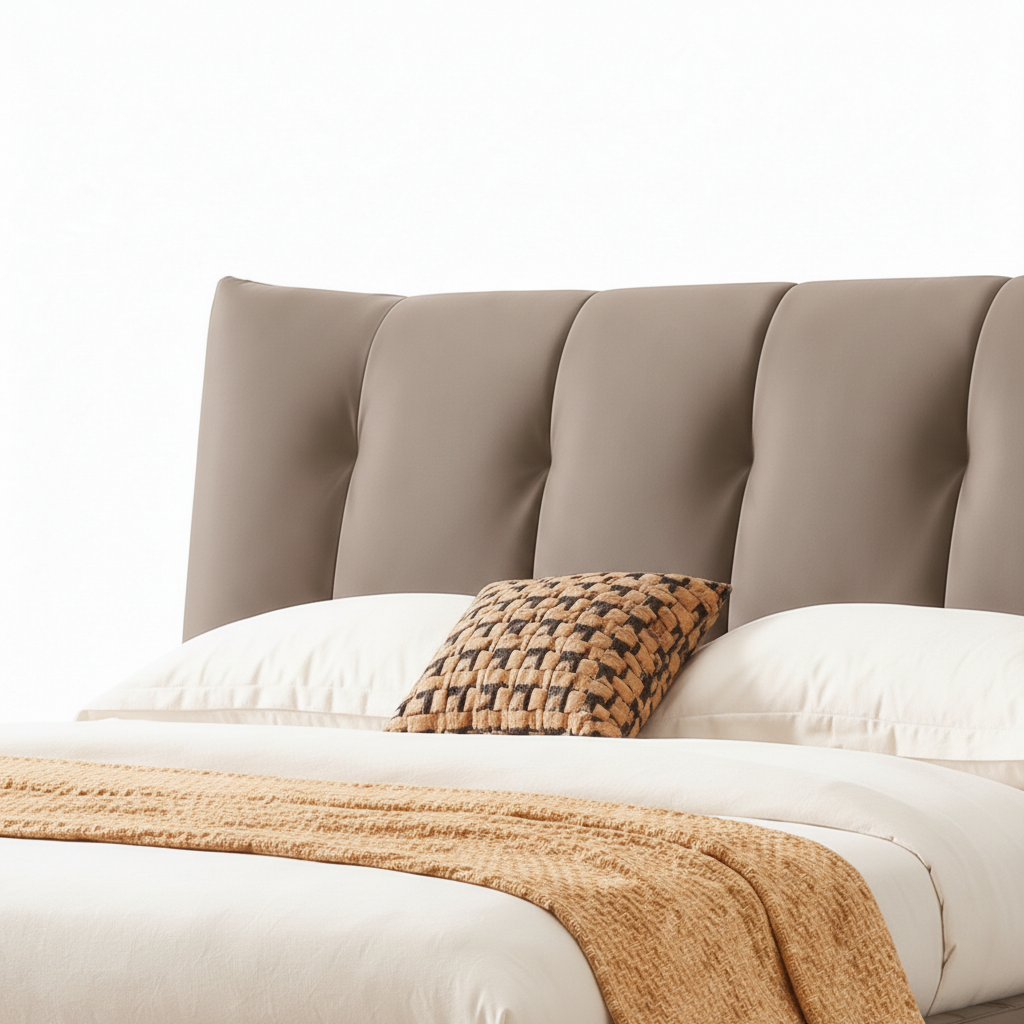 Urbane Bed close-up of headboard detail on a white background