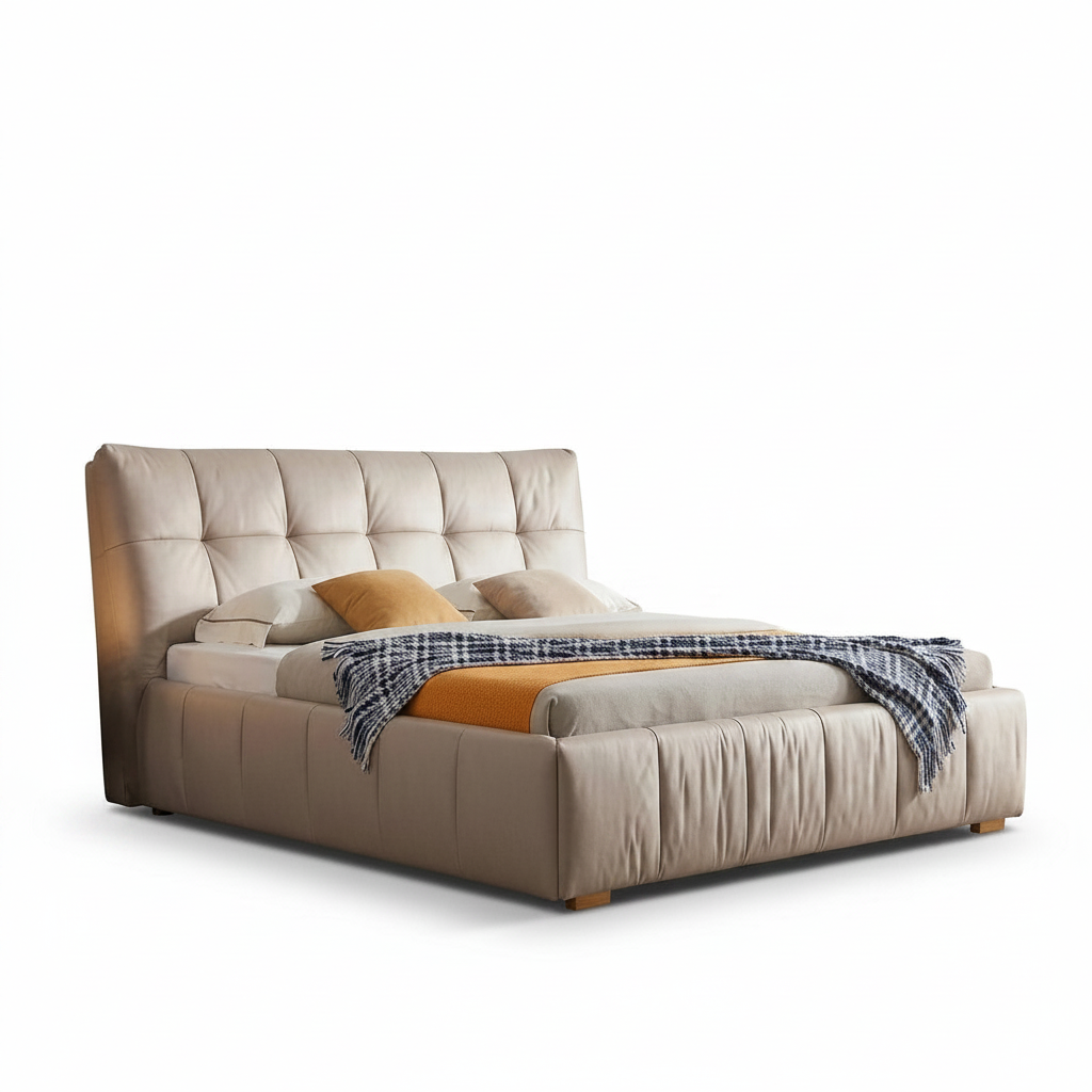 Valcourt Bed opposite-side view of the bed frame on a white background