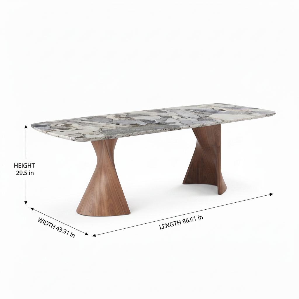 Valencay Marble Dining Table dimension diagram