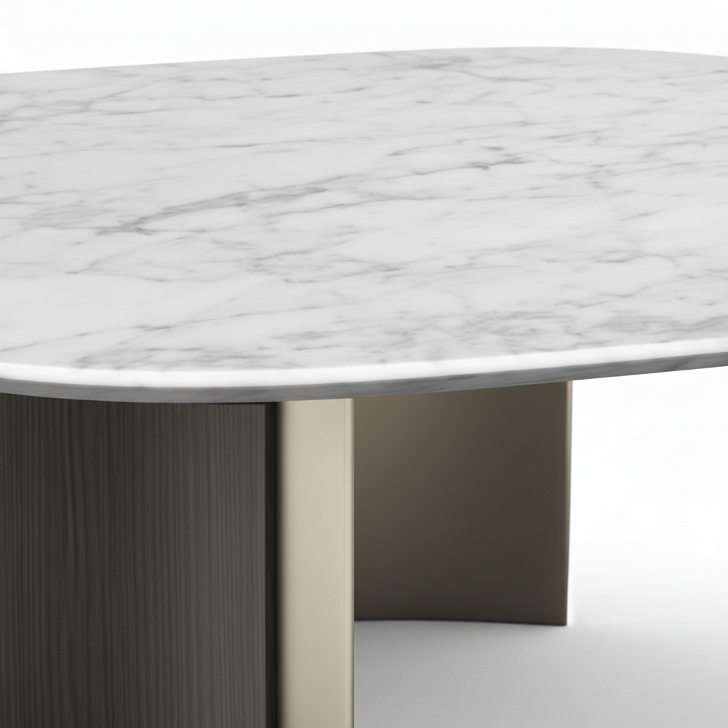 Valmere Coffee Table white marble edge and veining detail