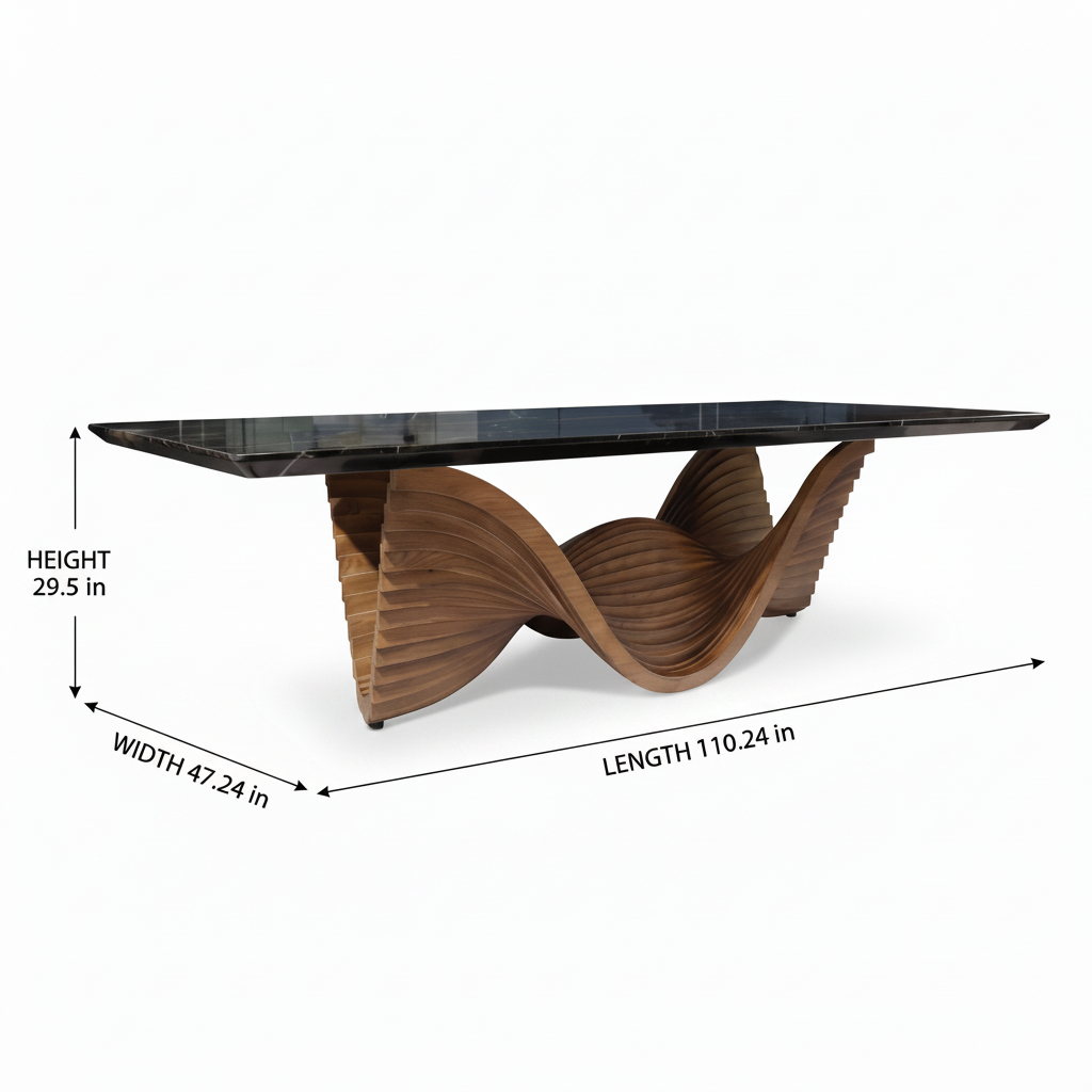 Varenne Marble Dining Table dimension diagram