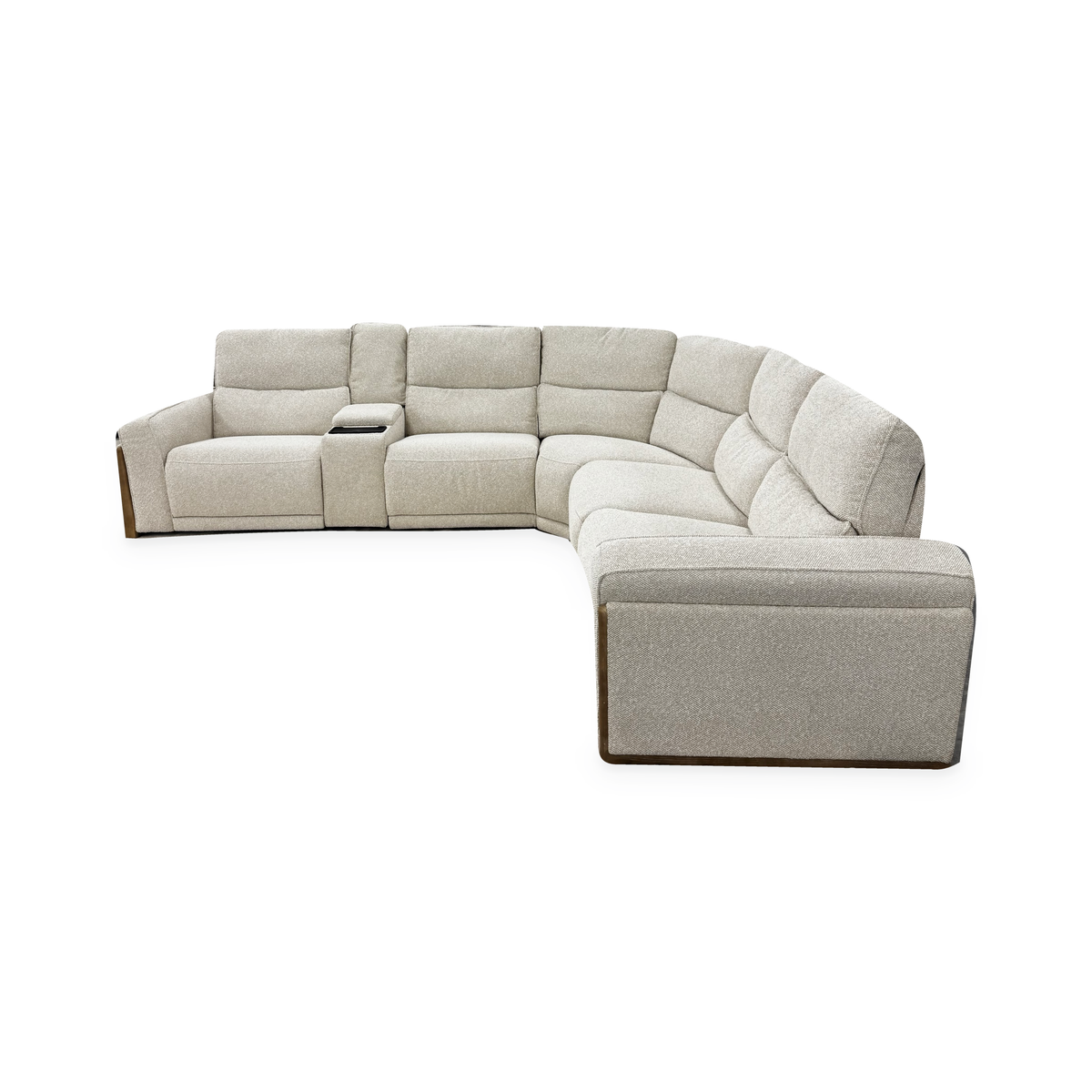 Vauclaire Sectional Sofa — Complete alternate side view showing wood-tone end trim