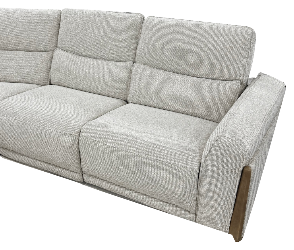 Vauclaire Sectional Sofa — Seat, arm and wood-tone trim detail