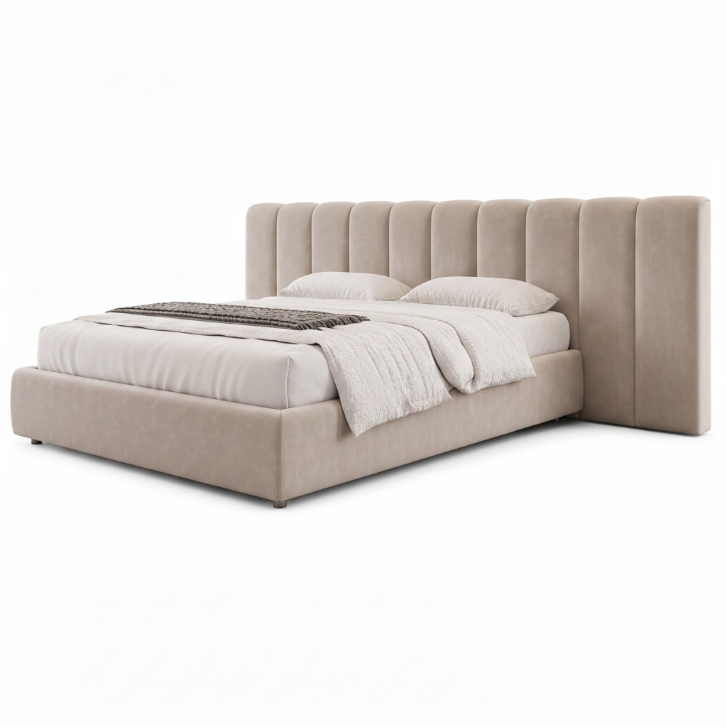Vaudrec Bed three-quarter view with footboard lower left and headboard upper right on a white background