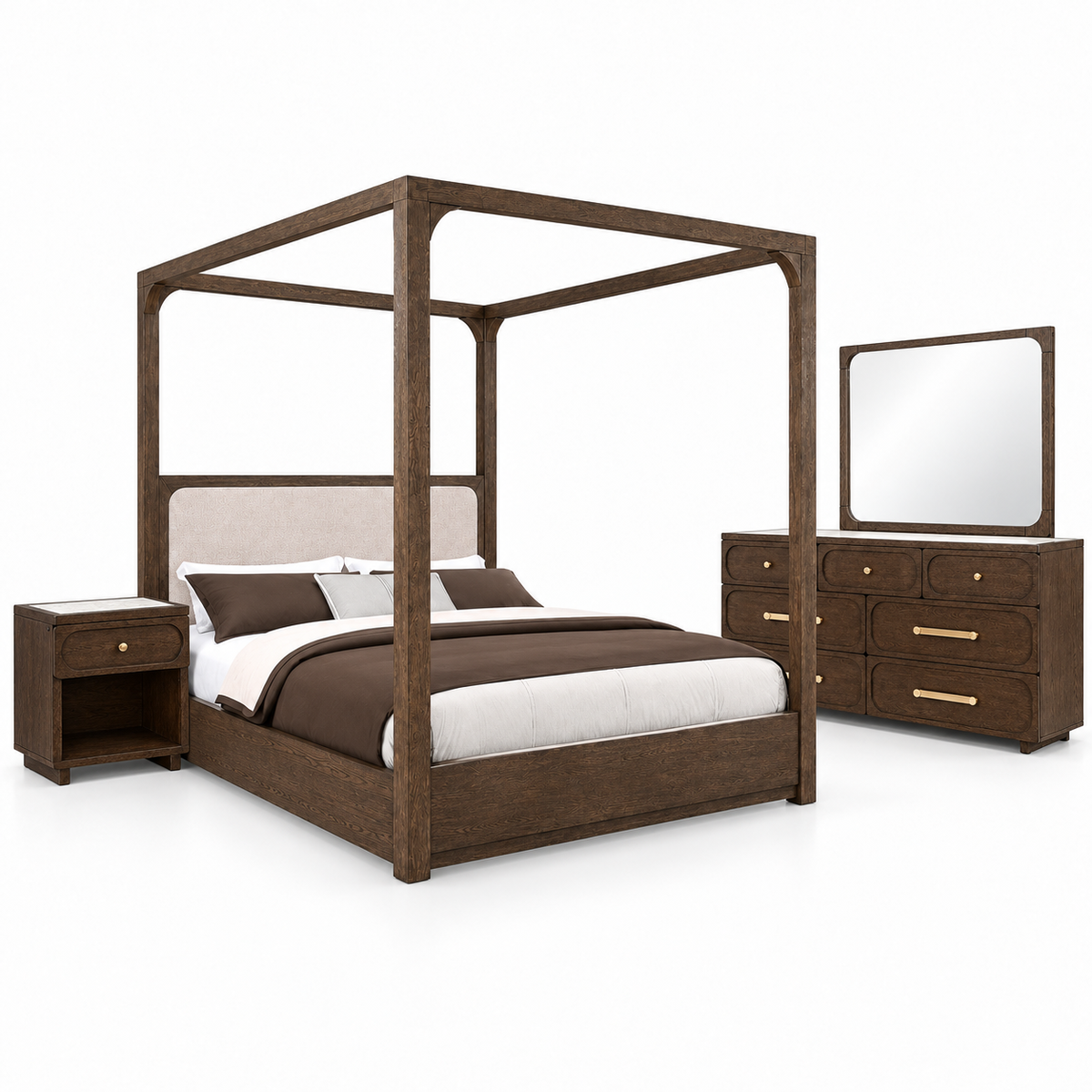Vellara Canopy 4-Piece Bedroom Set — included furniture on white background
