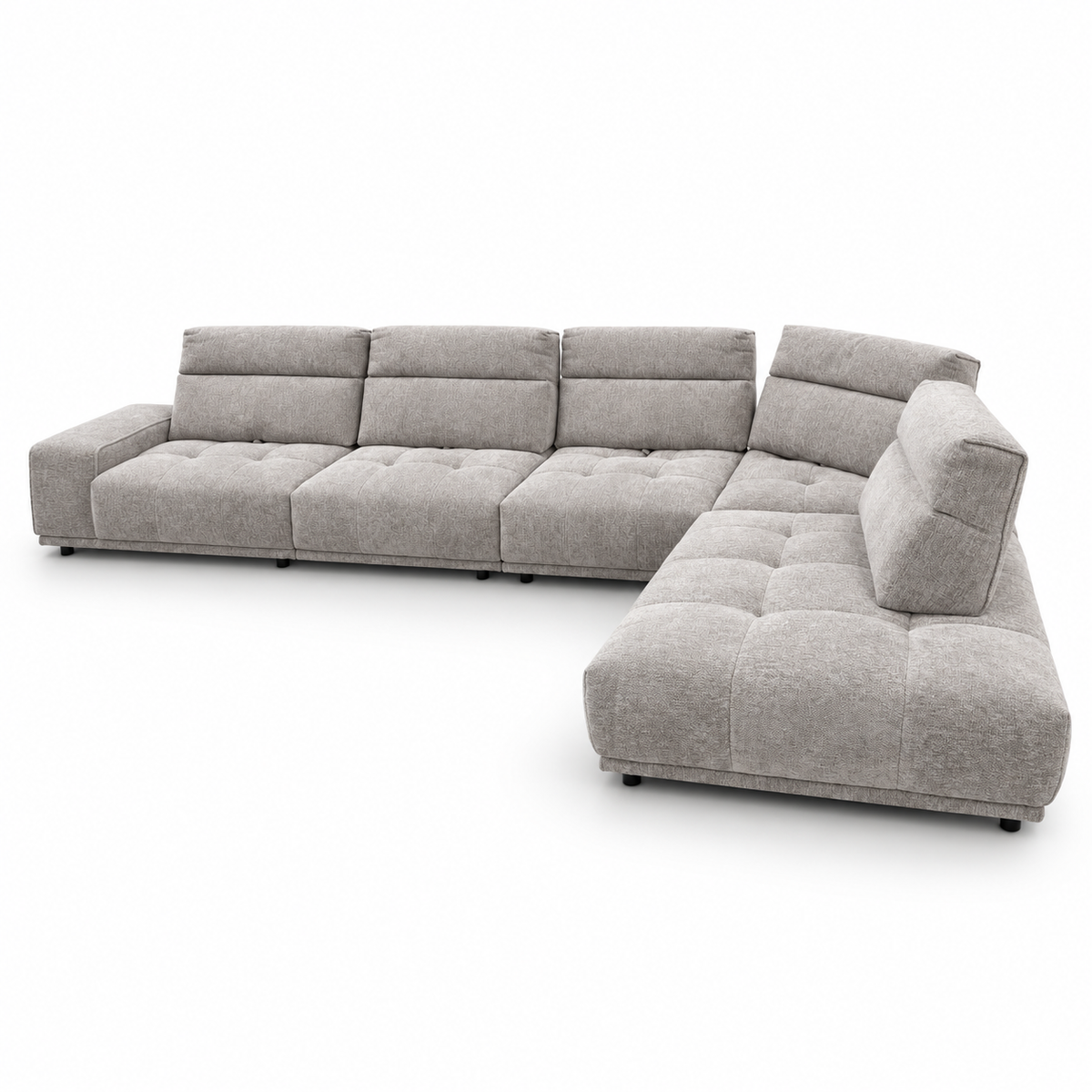 Veltrano fabric sectional — right-return configuration, white studio view