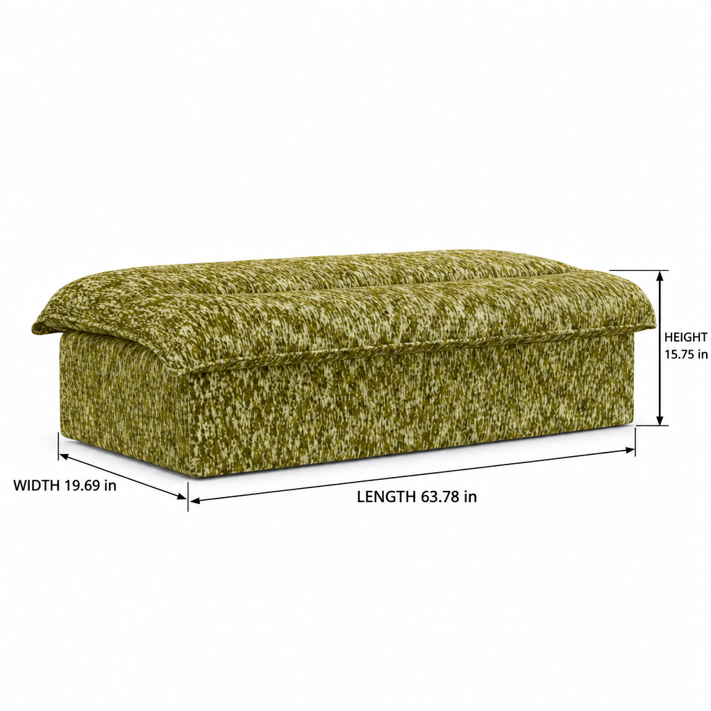 Vessara Bench dimension diagram showing 63.78-inch length, 19.69-inch width, and 15.75-inch height.