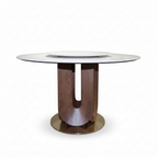 Vincennes Round Wood Dining Table 45-degree view