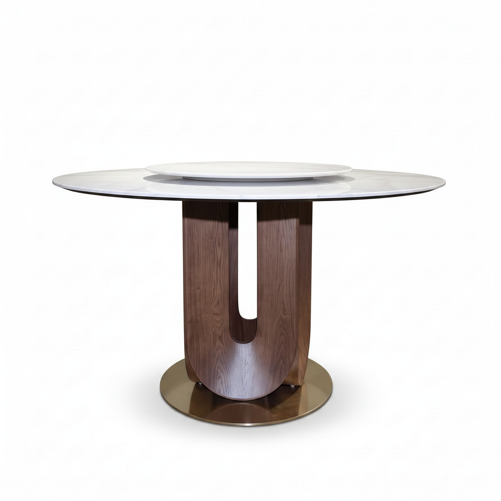 Vincennes Round Wood Dining Table 45-degree view