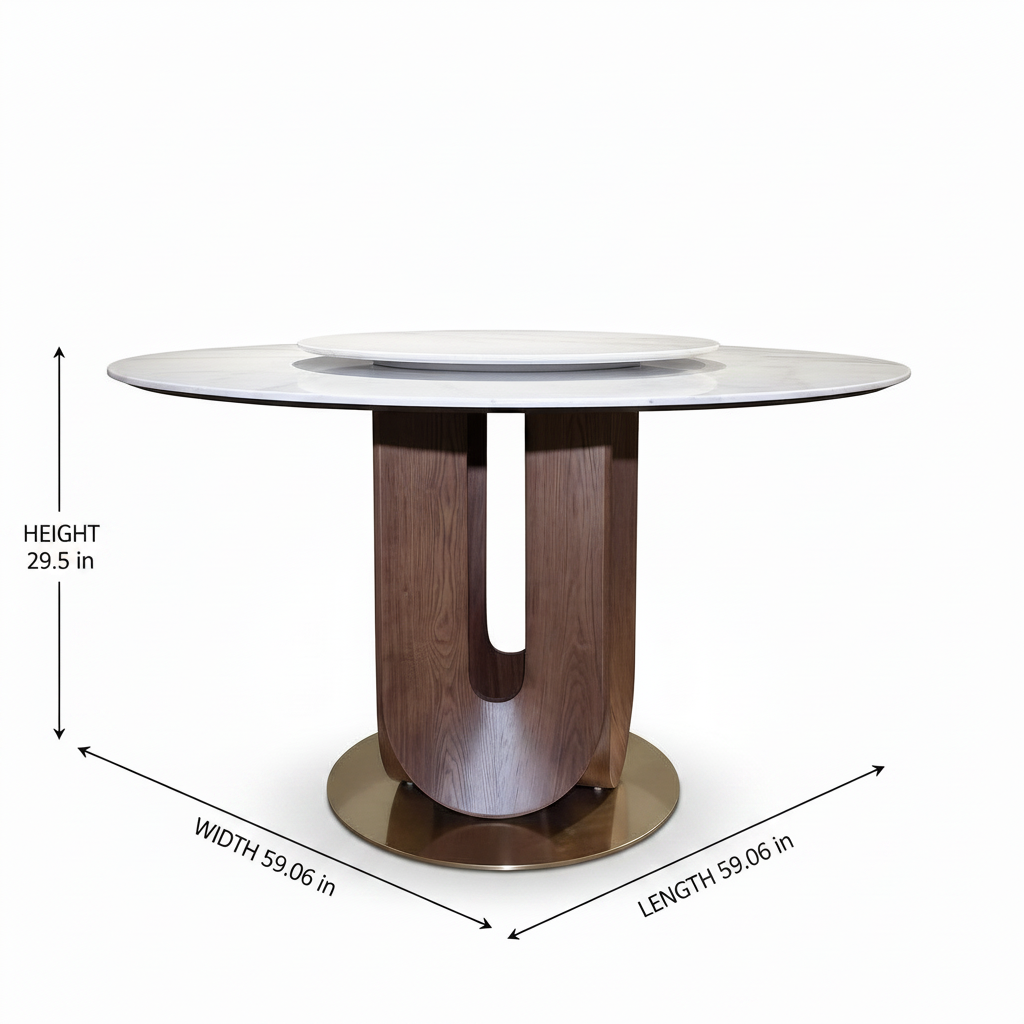 Vincennes Round Wood Dining Table corrected dimension diagram