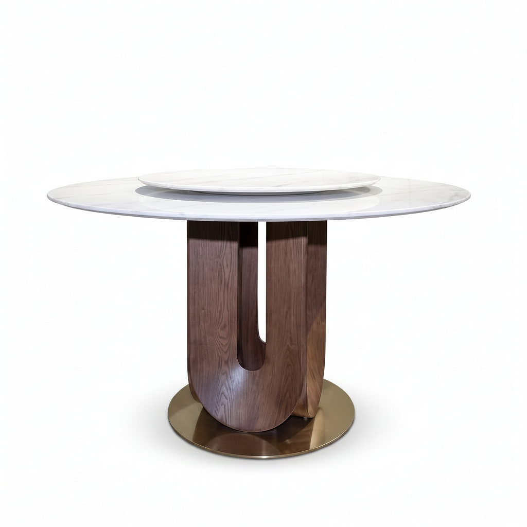 Vincennes Round Wood Dining Table front view