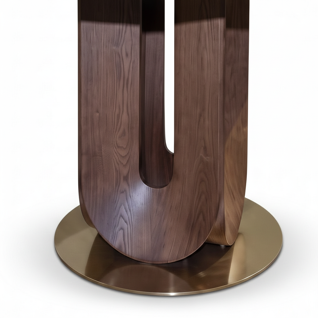 Vincennes Round Wood Dining Table wood pedestal detail