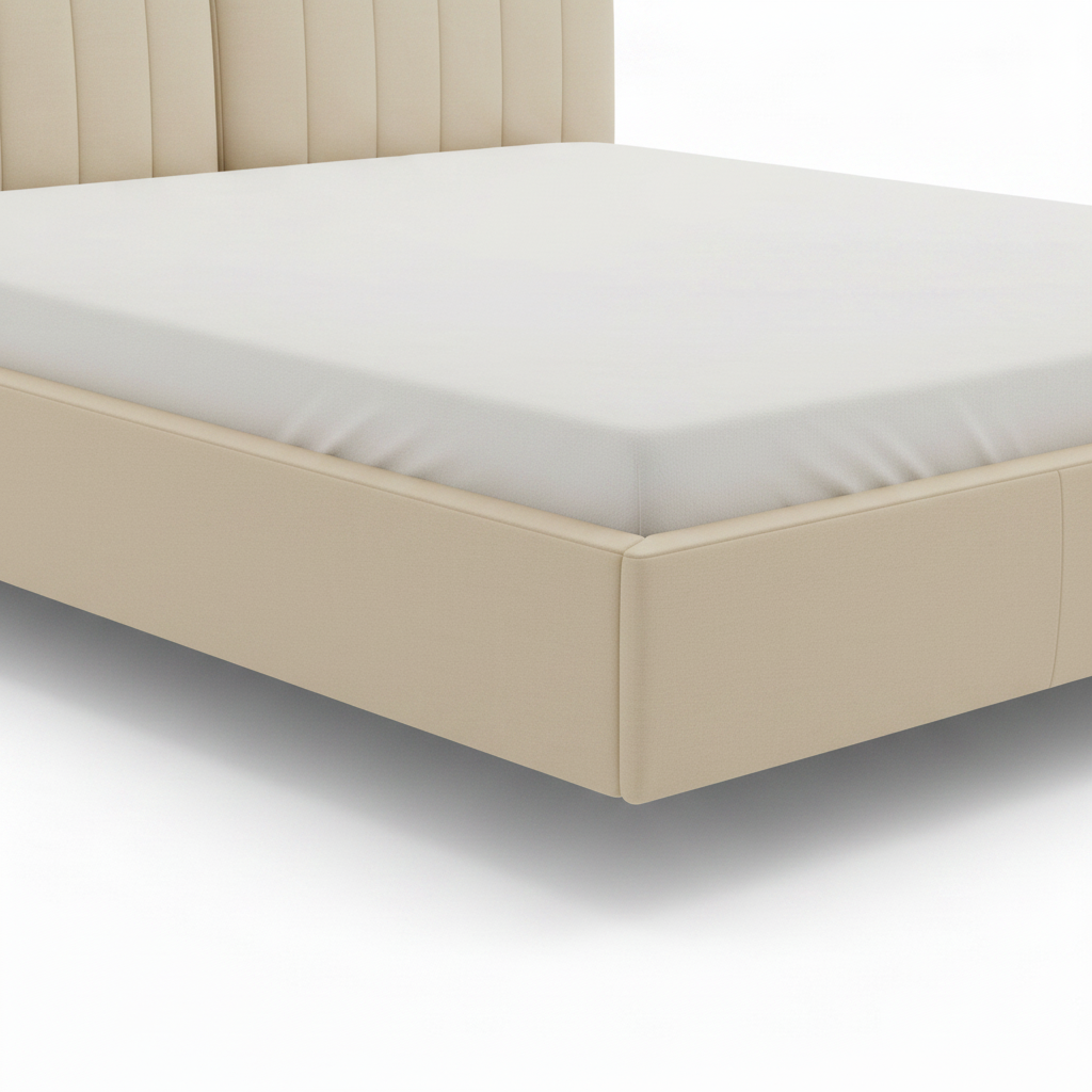 Waverly Bed close-up of footboard and lower base detail on a white background