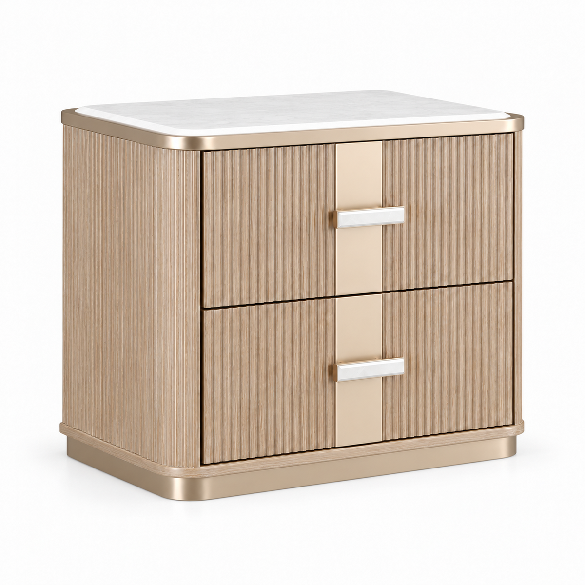 West Kensington 2 Drawer Nightstand — three-quarter view on a white background