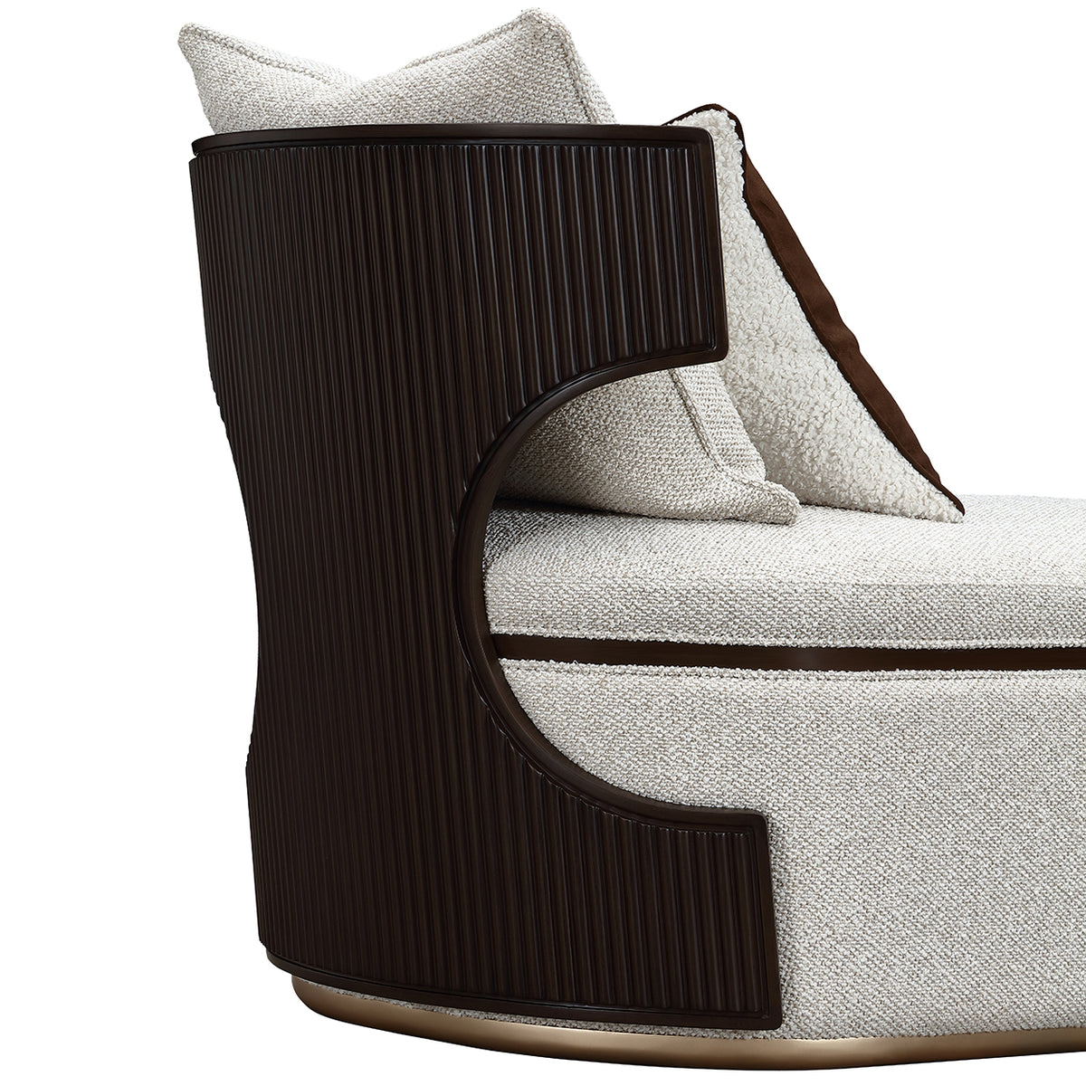 West Kensington Chaise reeded back detail in Medium Espresso finish