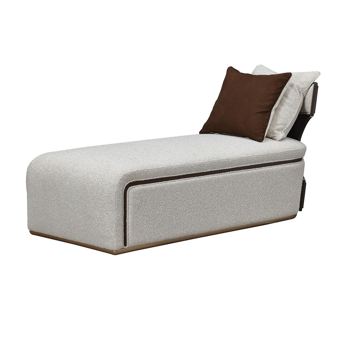 West Kensington Chaise in Buff upholstery and Medium Espresso finish, white background