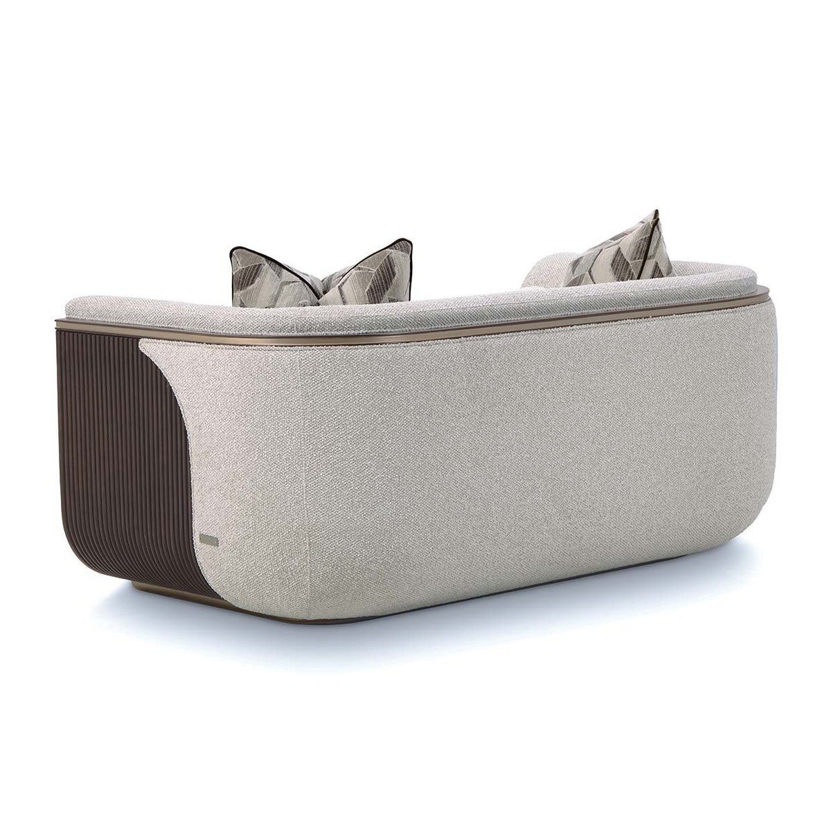 West Kensington Loveseat, Buff upholstery and Medium Espresso finish, back view