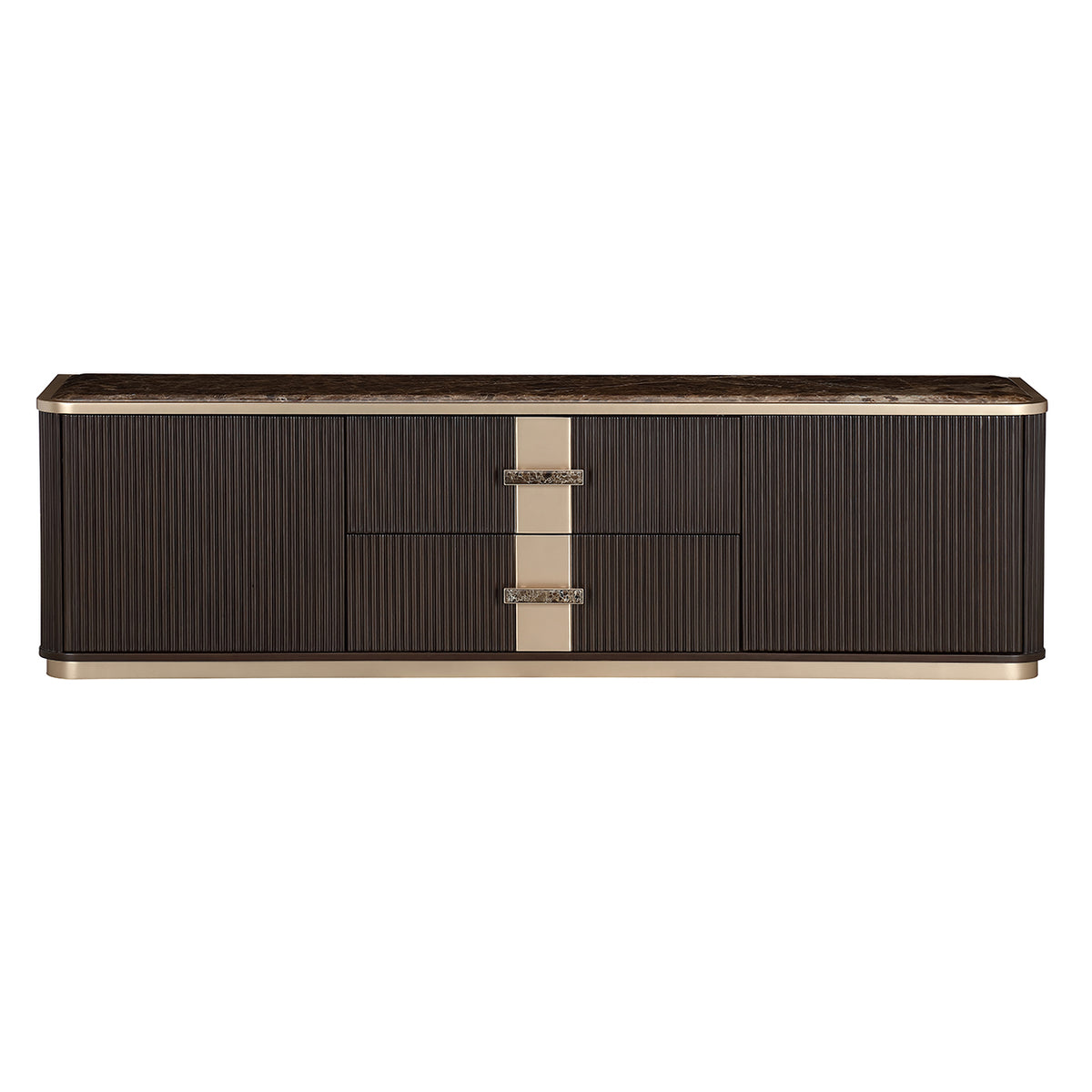 West Kensington Media Cabinet front view in Medium Espresso finish