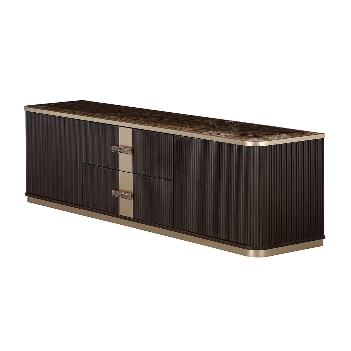 West Kensington Media Cabinet three-quarter view in Medium Espresso finish